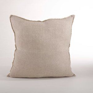 Natural Waffle Weave 20" Linen Filled Decorative Throw Pillow